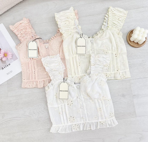 Cotton Embroidered Crop Tops